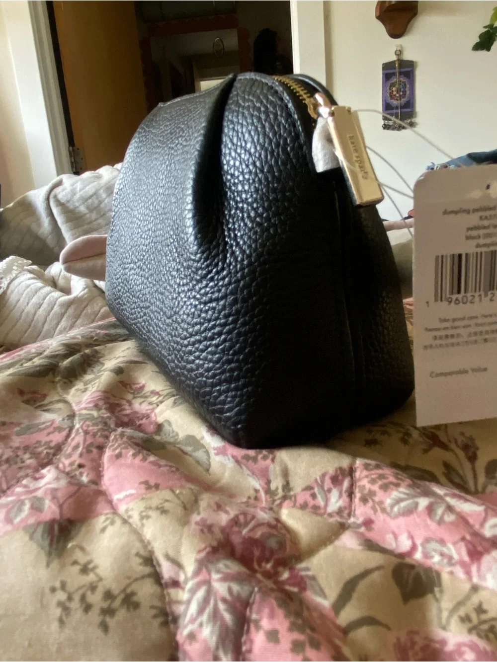 NWT Kate Spade New York | Black Pebbled Leather Convertible Dumpling Bag